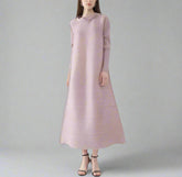 HEYFANCYSTYLE Women's A-Line Japanese Pleated Mock Neck Midi Dress